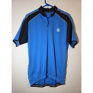 EUC! Canari Cycling Jersey Mens Large - Full Zipper - Pockets - Blue & Black
